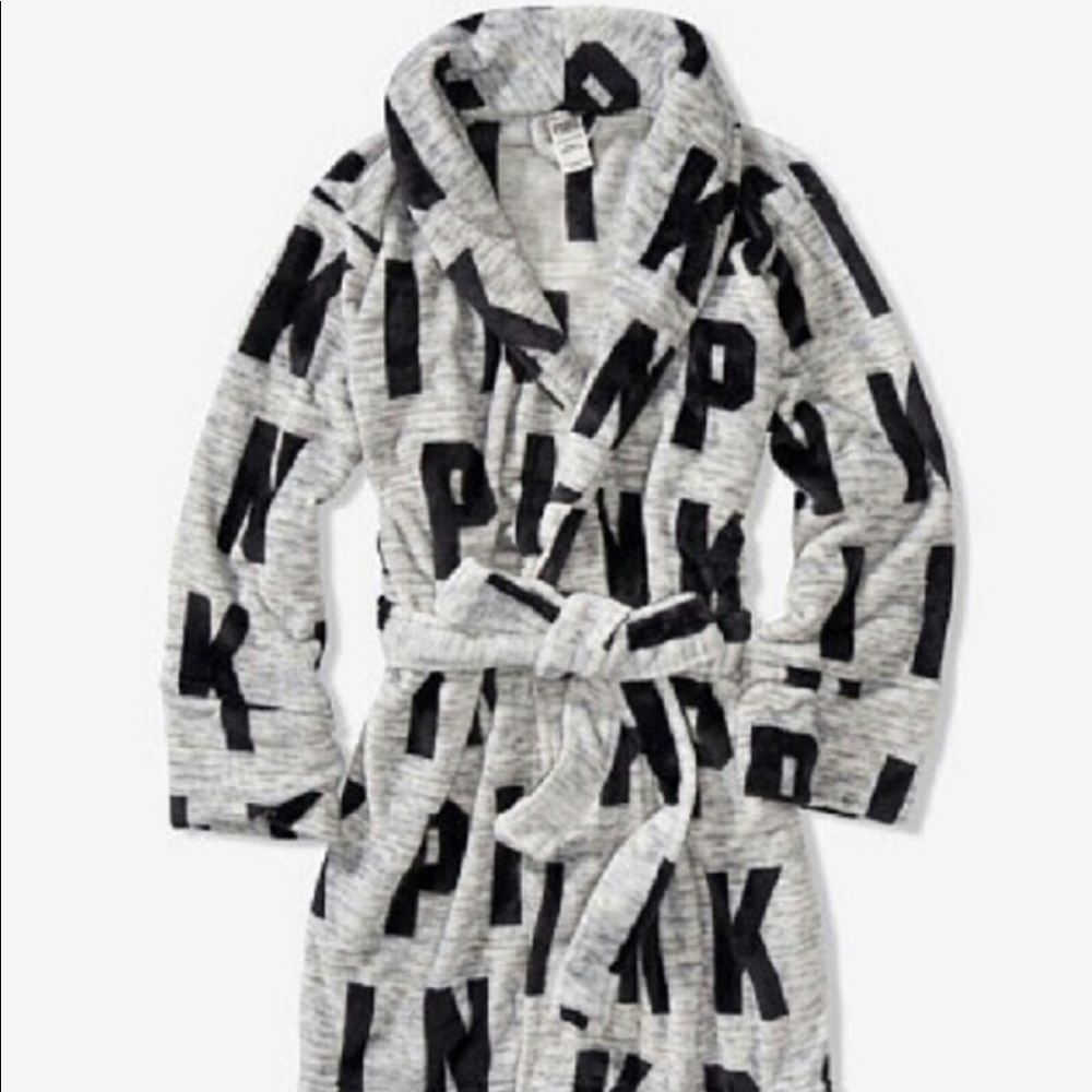 Victoria Secret Pink Robe Logo Gray/Black